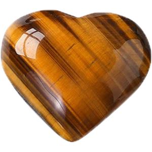 Natural 2" Tiger's Eye Crystal Heart Palm Stone, Large Heart Shaped Love Stone, Polished Heart Carving Healing Crystals for Chakra Reiki Balancing Therapy Meditation Home Decoration