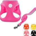 Soft Mesh Dog Harness and Leash Set, No Pull Puppy Harness and Leash Set, Reflective Step in Harness for Small Medium Dogs, Easy Walk Escape Proof Vest Harnesses (Rose Red, XS)