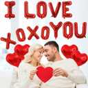 2 x 16 Inch I Love You Balloons XO XO Letter Day Balloons Red Heart Foil Balloon for Valentines Day Wedding Romantic Special Night Party Supplies Decorations