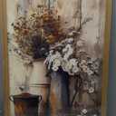 Floating Framed Farmhouse Vintage Canvas Wall Art, Country Floral Daisy Pictures Wall Decor, Wood Grain Art Paintings Poster for Living Room Bedroom Bathroom Rustic Decor 12x16 inch (Retro Flowers)