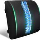 Lumbar Support Pillow for Office Chair Car Seat,Charcoal Memory Foam Chair Back Cushion for Back Pain Relief with Double Adjustable Straps