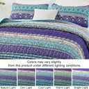 WONGS BEDDING Boho Quilt King Size, Blue Purple Bohemian King Quilt, Lightweight Microfiber Bed Decor Bedspread for All Season 103"x90"(3 Pieces)