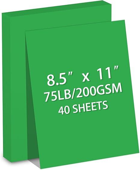 Cardstock 8.5 X 11, 40 Sheets,Christmas Green Card Stock, 75lb/ 180gsm,Dark Green Copy and Printer Paper For Art, Drawing, Invitations, DIY Cards, Craft, Construction, School & Office Supplies