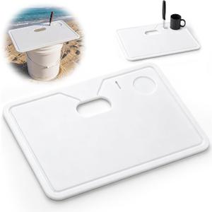 Fish Cleaning Board for 5 Gallon Bucket 24 x 16 x 0.4 Inch Fillet Fish Meat Bait for Kitchen Outdoors Boat Polyethylene Cutting Board with Knife Slots Drainage Holes for Fishing Camping, 25"L x 18.7"W