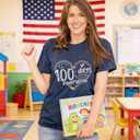 100 Days of School Shirt Women 100 Days of Doing Teacher Stuff Tshirts Teacher Appreciation Gift (Blue, XL)