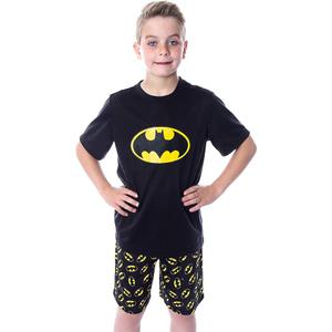 DC Comics Big Boys' Batman Logo Short Sleeve Shirt Pajama Short Set
(Black, 6/7)