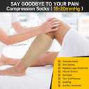 15-20 mmHg Compression Socks for Women & Men, Pregnancy Compression Socks Medical Footless Graduated Compression Stockings for Varicose Veins, Edema, DVT, S (Beige)