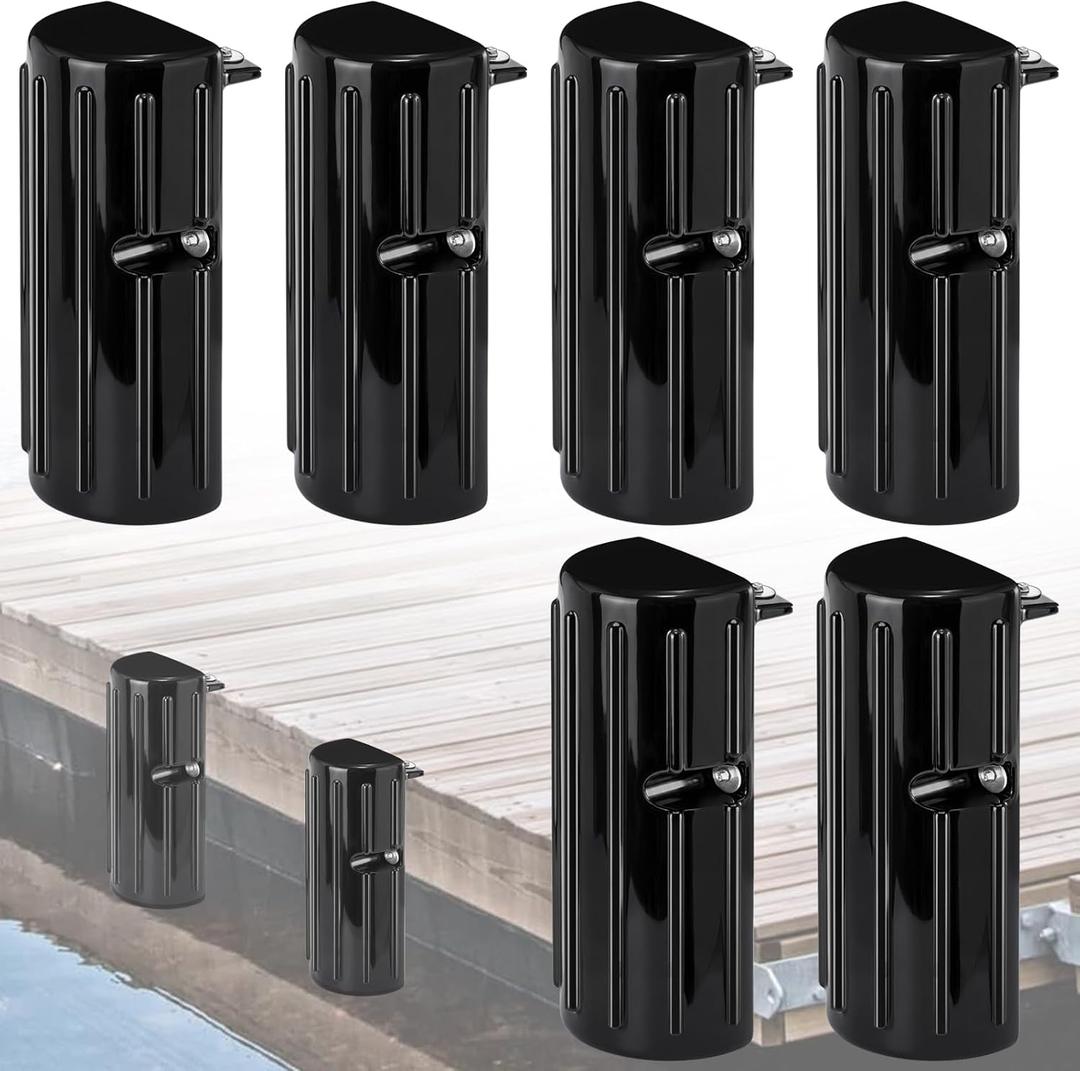 Dock Bumper Fender,Boat Dock Bumpers for Edge or Side,Marine Fender Guard,Vertical Protection,Durable Construction,Includes Mounting Hardware,6 Pack-Black