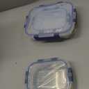 COOK WITH COLOR Premium 32-Pc. Borosilicate Glass Food Container Set with Dividers - 4 Rectangles, 8 Rounds, 4 Squares - Leakproof Lids - Meal Prep, Storage, Ombre Blue