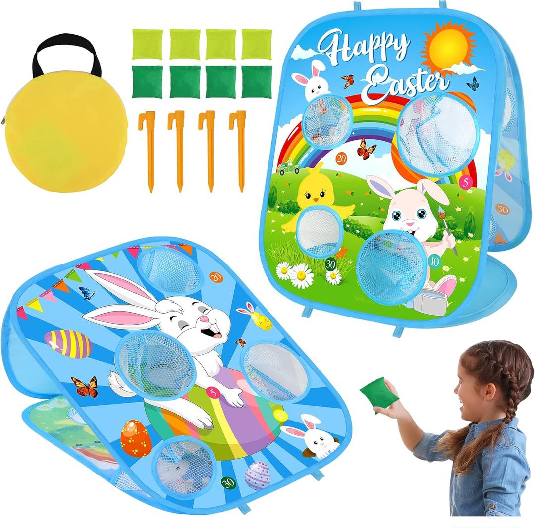Easter Bean Bag Toss Games for Kids Indoor Outdoor Easter Party Games for Boys Girls Adults Carnival Yard Game for Kids Ages 3 4 5 6 7 8 Egg Hunt Party Favors Supplies