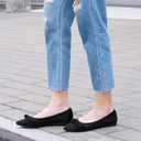 Ablanczoom Dress Shoes for Womens Flats: Dressy Comfortable Pointed Toe Bow Lace Mesh Ballet Flat Wedding Bridal Shoe for Women (7, Black)