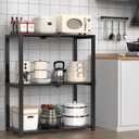 Hastatii 3-Shelf Storage Shelving Unit Metal Rack Heavy-Duty 28"x13.5"x33.5" for Garage, Kitchen and Bedroom Layers Increased Black