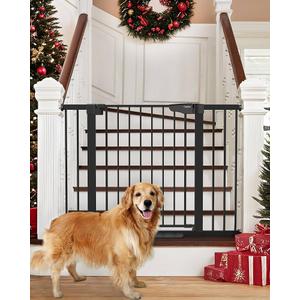 Cumbor 29.7-46" Baby Gate for Stairs, Mom's Choice Awards Winner-Auto Close Dog Gate for The House, Gifts for Mom, Easy Install Pressure Mounted Pet Gates for Doorways, Black