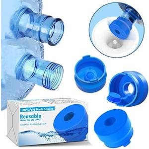 MYLOLF 3 & 5 Gallon Water Jug Cap, 3 Pack Reusable Food Grade Silicone Replacement Cap for 55mm Standard/Screw/Crown Tops Water Bottle and Water Dispensers, Non-Spill & Leak Free
