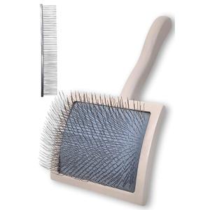 Specialized Grooming Tool for Great Pyrenees and Doodles (Goldendoodles, Poodles & Labradoodles) - Dog Slicker Brush & Comb Kit: Work Through Dense and Long Coats, for Both Matted Hair and Shedding