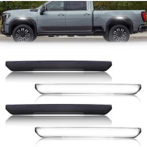 4 PCS Smoked LED Side Marker Light for Sierra 2500HD 3500HD 2020-2024, Full LED Strip White Front & White Rear Bumper Light, Pickup Truck Fender Driver Passenger Sidemarker Lamp - Smoked + White