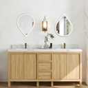 Small Wall Mirror Wood Framed Decorative Mirror White Teardrop Hanging Mirrors Unique Vanity Mirror for Bedroom Bathroom Living Room
