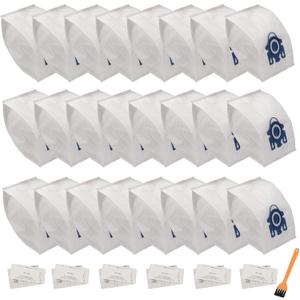 24 Pack GN Bags Compatible with Miele Bags Classic C1 Complete C1 Complete C2 Complete C3 S227/S240 S270 S400 S2 S5 S8 Series Canister Vacuum24 Bags & 6 Filters & 1 Brush