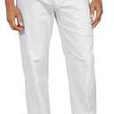 Mens Casual Pants Linen Elastic Waist Lightweight Straight Leg Pants Cotton Loose Fit Summer Beach Yoga Trousers
  White L