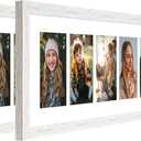 8x26 Collage frame with 6 Openings 4X6 Pictures, Multiple Picture Frame with Mat, Wall or Tabletop Decor, White Wood Grain,2 Pack