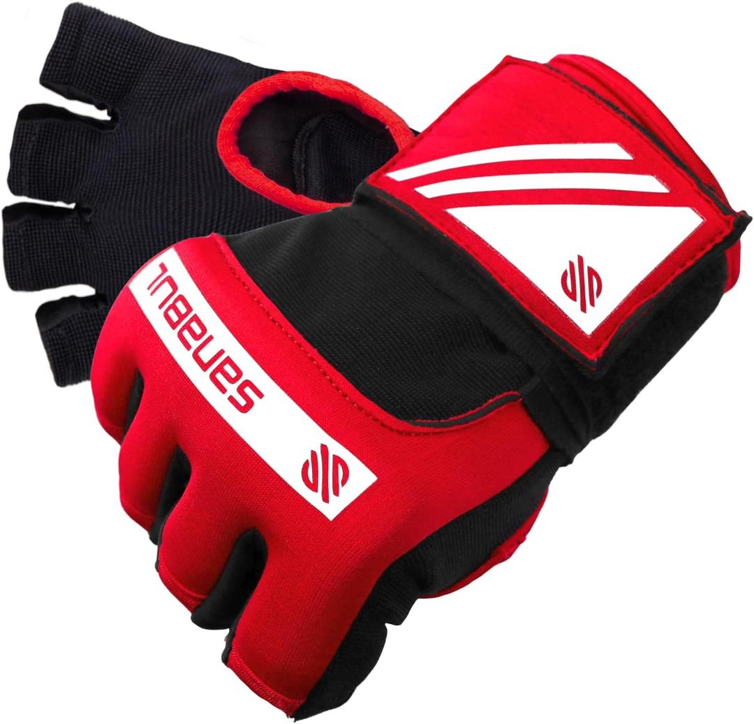 Sanabul Gel Boxing Hand Wraps for Men & Women Muay Thai MMA Kickboxing Quick Wraps Boxing Inner Gloves Wrist Knuckle Protection (Red/White)