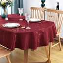Wolkemer Shiny Small Oval Jacquard Tablecloth 52 x 70 Inch Red Wine Floral Countryside Leaves Damask Patterns Table Cloth Glossy Fabric Table Cover for Dinner Kitchen