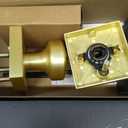 6 Pack Brushed Gold Door Knob with Square Rosette, Heavy Duty Door Knob with Lock, Interior Door Handles for Bath & Bed, (Satin Brass)