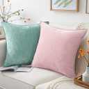 decorUhome Summer Couch Throw Pillow Covers 12x20 Set of 2, Decorative Soft Velvet Modern Cozy Chenille Lumbar Pillow Cases with Elegant Design for Sofa Bed Living Room Home Decor, Blush Pink