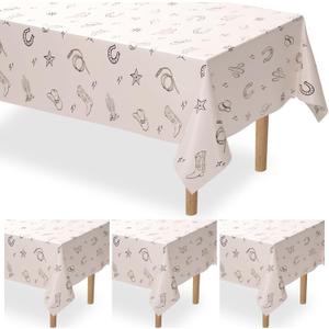 Oudain 6 Pcs Western Rodeo Bachelorette Tablecloths, Western Themed Birthday Table Cover Party Decorations Cowgirl Cowboy Party Supplies 54 x 108 Inch for Table Decor