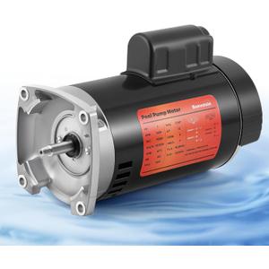 Bonvoisin 2HP Pool Pump Motor 56Y Frame 3450 RPM CCW Rotation Square Flange Replacement Motor with 80F/300V Capacitor for Above Ground and Underground Swimming Pools 115V/230V