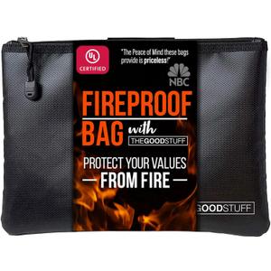 Fireproof Money Bag for Cash (10" x 13")  Waterproof Document Holder with Zipper, Protects Important Papers, Passports & Valuables from Fire & Water  Secure Storage for Home, Office & Travel