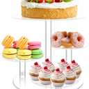 Cupcake Stand, 4 Tier Acrylic Cake Stand, Round Cake and Cupcake Stand Combo, Clear Tiered Cupcake Tower Stands for 50 Cupcakes, Cake Display Tree Stand for Wedding Birthday Party