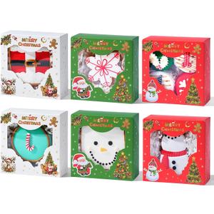 48Pcs 4x4x2inch Christmas Green/Red/White Bakery Boxes with 3 Styles&Clear Window for Packaging Macaron Chocolate Truffle Strawberry Cookie Donut Pie Treat Boxes for Wedding Birthday Christmas Favor