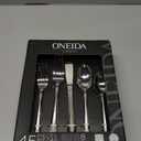 Oneida Silverware Set, Satin Lincoln 45-Piece Everyday Flatware Set, Service For 8, 18/0 Stainless Steel, Satin Finish, Knives Spoons And Forks Set, Dishwasher Safe, Home and Kitchen(Silver, 45 Piece)