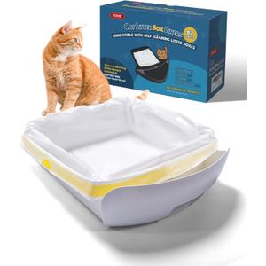 KONE Cat Litter Bags for Robot 3/4, 2 mil Thickened Drawstring Waste Drawer Liners Compatible with Most Self-cleaning Automatic Boxes - 57 Count Pet Kitten Poop Disposable Replacement Bag, 5-9 Gal