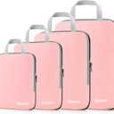 Gonex Compression Packing Cubes, 4pcs Expandable Storage Travel Luggage Bags Organizers (Pink)