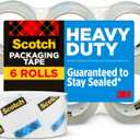 Scotch Heavy Duty Shipping Packing Tape, Clear, Shipping and Packaging Supplies, 1.88 in. x 54.6 yd., 6 Tape Rolls