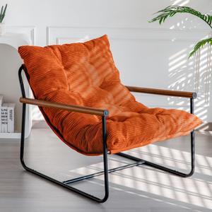 MAXYOYO Modern Accent Chair, Comfy Living Room Chair with Metal Frame, Orange, 34.6"D x 29.5"W x 29.5"H
