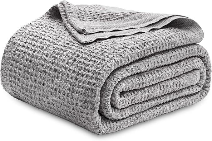 Blankets for Bed - Waffle Weave Blankets for Summer, Lightweight and Breathable Soft Woven Blanket for Spring 90x176 In