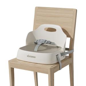 UBRAVOO Baby Booster Seats, Toddler Booster Seat for Dining Table with Adjustable Straps, Portable Compact Portable Baby Chair for Dining and Travel (Khaki)