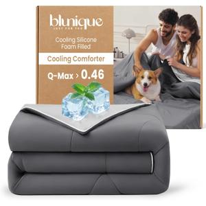 Cooling Silicone Foam Filled Cooling Comforter,Cooling Blanket for Hot Sleeper,Twin Size Summer Ice Comforter,All-Season Lightweight Bedding,Keep Cooling&Breathable All Night(60"x88") (Z-dark Grey/Light Grey Upgrated Verson)