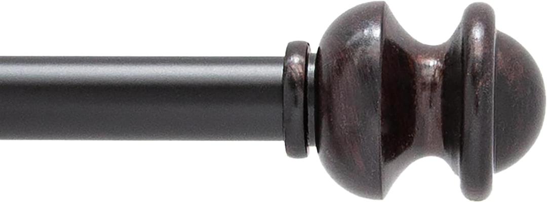 Kenney Kendall Knob Window Curtain Rod, Adjustable 28-48 Inch, Antique Rust Brown