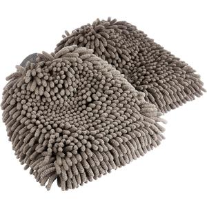Amazon Basics Absorbent Microfiber Car Wash Drying Mitts, 2 Pack, Gray, 10.44" L x 9.06" W
