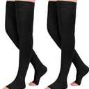 2Pairs Ktinnead 20-30mmHg Thigh High Compression Stockings for Women, Thigh High Compression Socks, Medical Compression Stockings for Pregnant, Teacher, Doctor, Varicose Veins, Swelling, lymphedema, Size Small