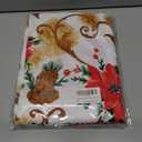 SASTYBALE Christmas Tablecloth Rectangle, Jacquard Fabric Christmas Table Cloth with Poinsettia Flowers, Spillproof Table Cover for Winter Holiday Dinner Decor (Rectangle, 60" x 84")