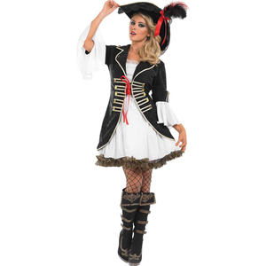 fun shack Pirate Costume Women's Deluxe Buccaneer Outfit with Corset Jacket, Dress, Hat, M