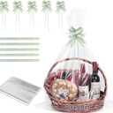 40x50 Extra Large Cellophane Bags with Bow Ties, Clear Plastic Cello Wrap Storage Bags, Jumbo Huge Basket Bags for Gift Basket Birthday Wedding Baby Bridal Shower Halloween (5 PCS, Ribbon Included)