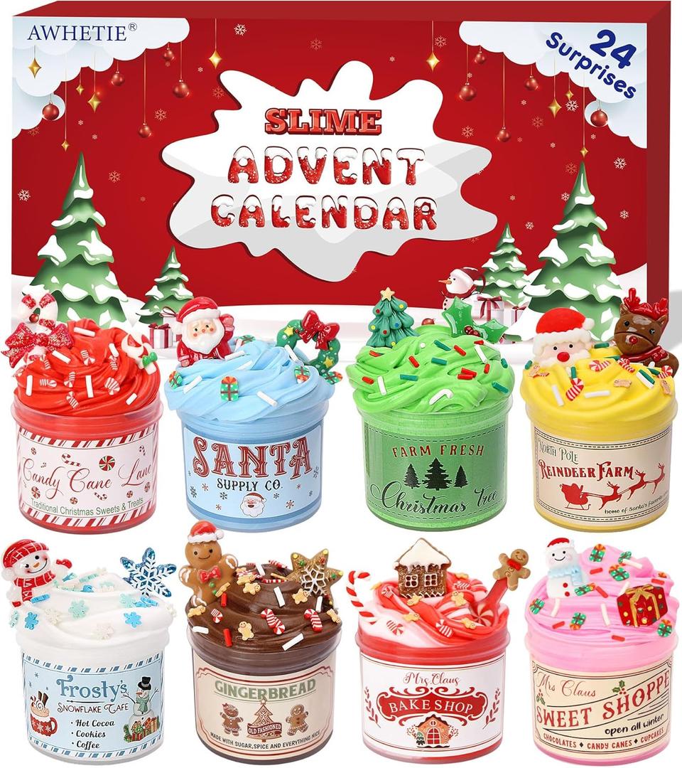 Slime Advent Calendar 2025 Kids Teen Girls,Christmas Countdown Calendar 24 Days,Kids Girls Advent Calendar 2025 Surprise Slime Kit with Funny Toys Gifts
