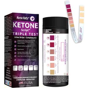 100ct Triple Test Ketone Strips | Complete KIT | 3X Urine Accuracy for Ketogenic, Ketosis, Low-carb, Paleo & Keto Diets | Urinalysis Test Tube, Travel Pouch & Built-in Color Chart