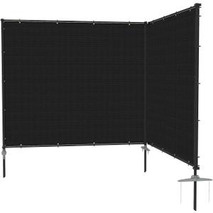 6' x 12' Privacy Fence Screen Sets with Iron Poles Ground Spikes Metal Frame Outdoor Privacy Shade Cover for Yard Backyard Patio, Black